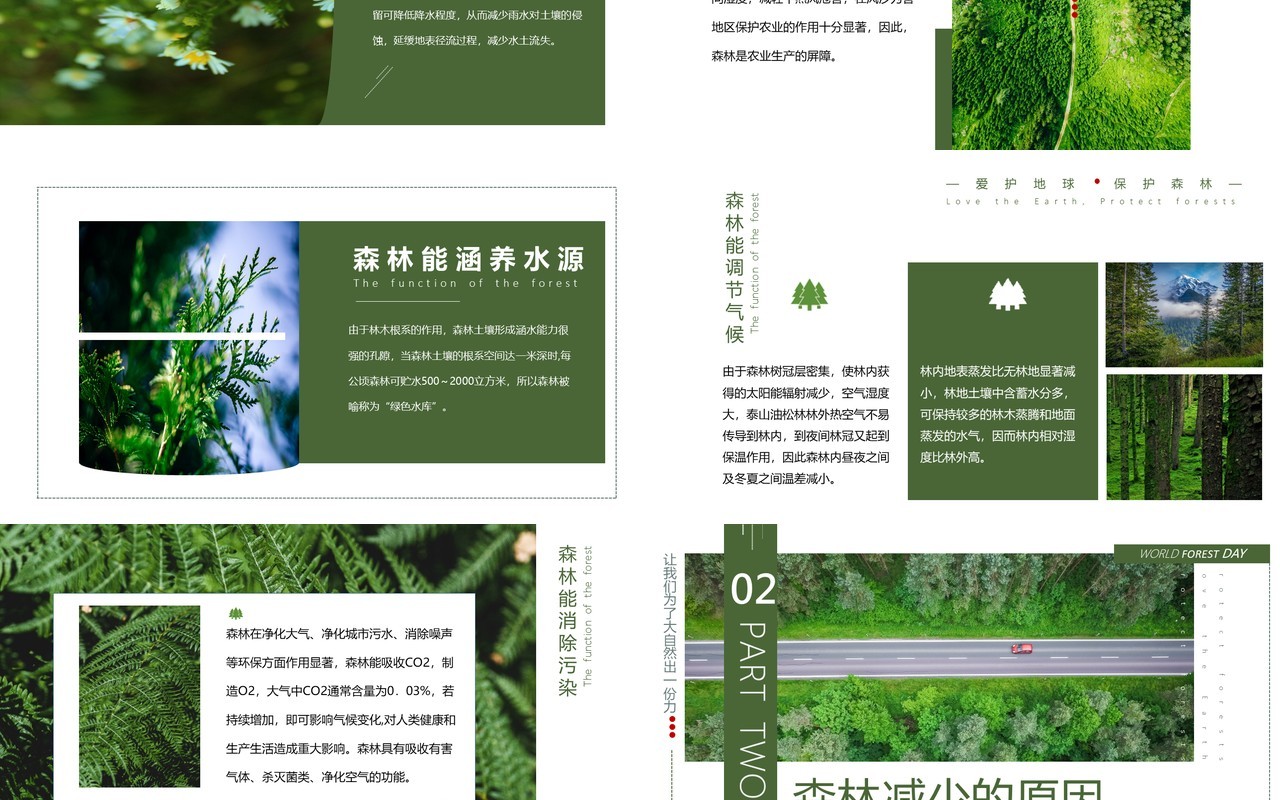 绿色简约风保护森林PPT模板