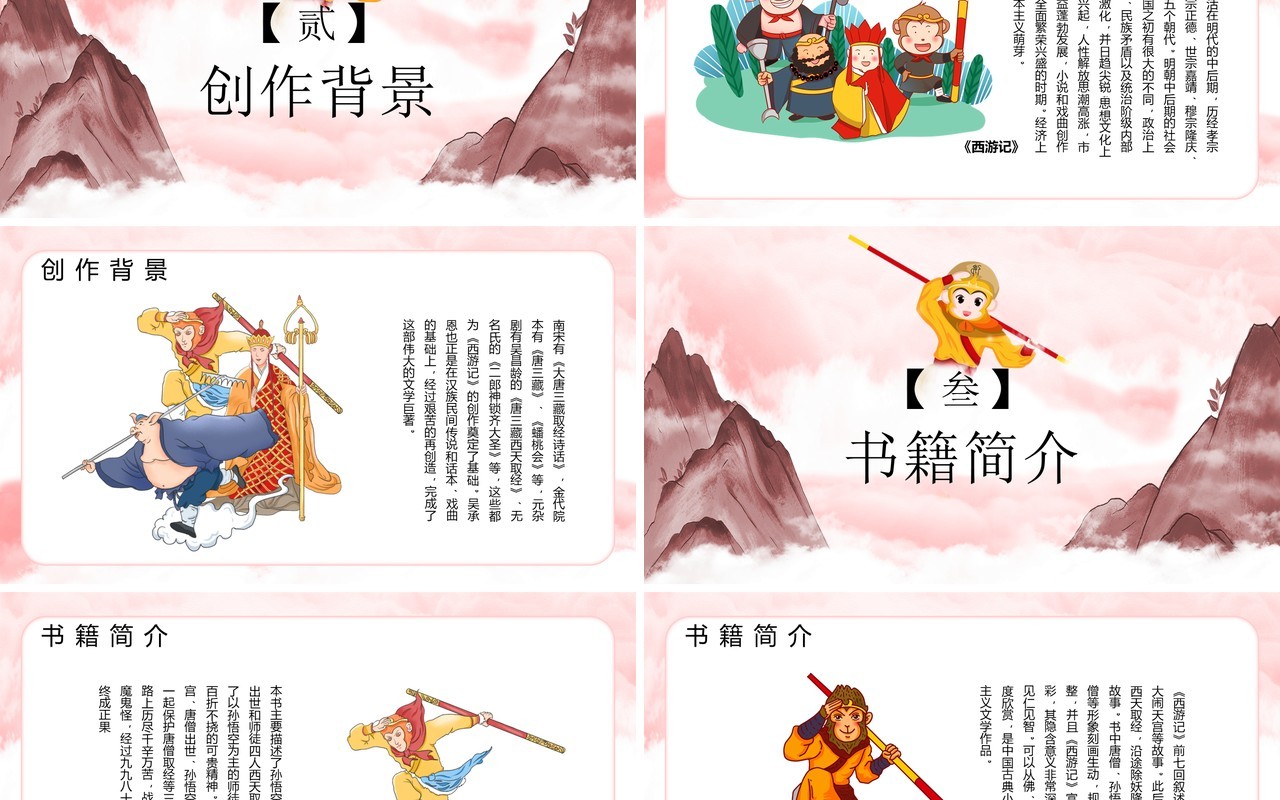 中国风四大名著西游记介绍PPT通用模板