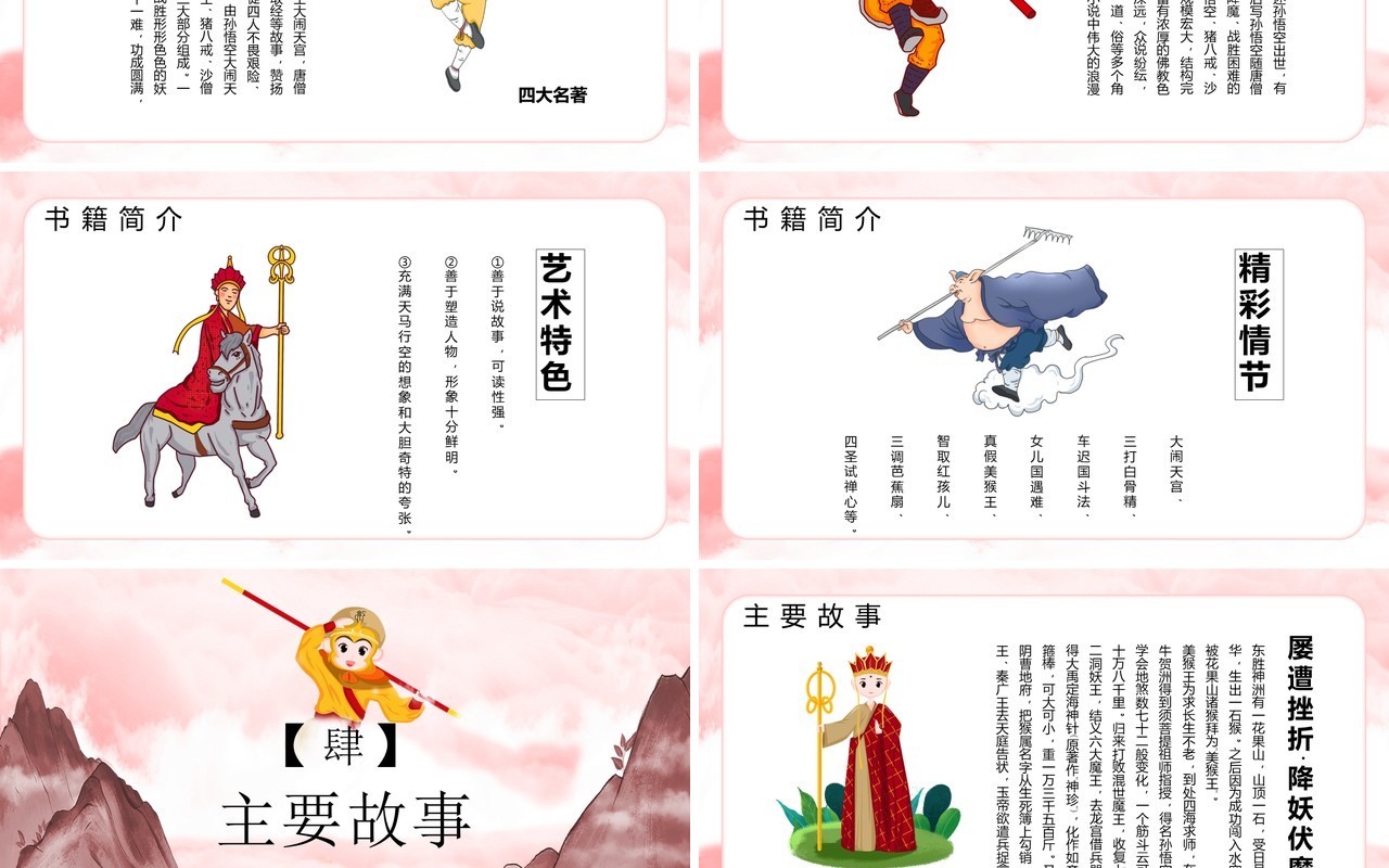 中国风四大名著西游记介绍PPT通用模板