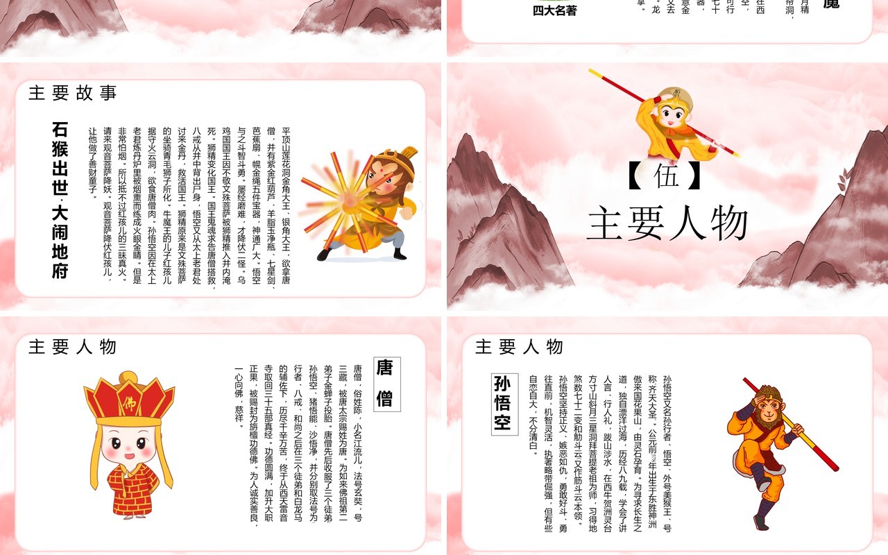中国风四大名著西游记介绍PPT通用模板