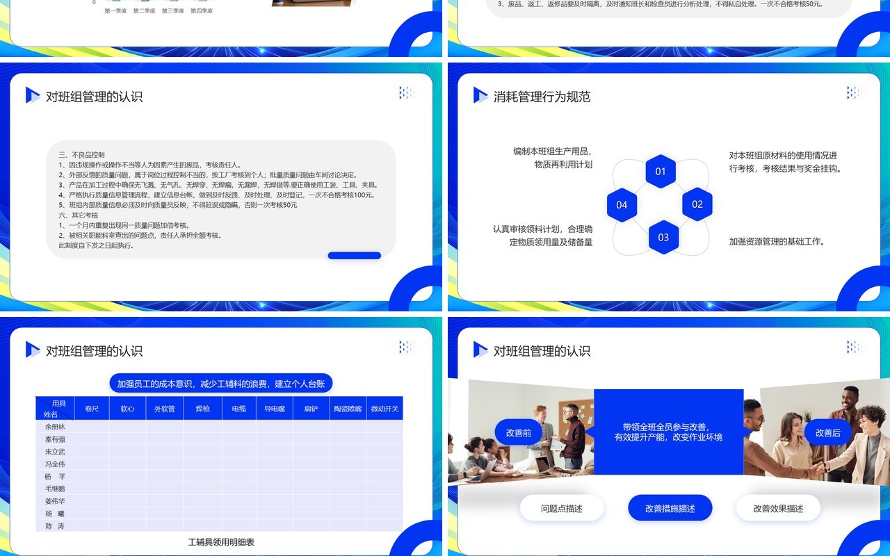 蓝色简约风班组长竞聘报告PPT通用模板