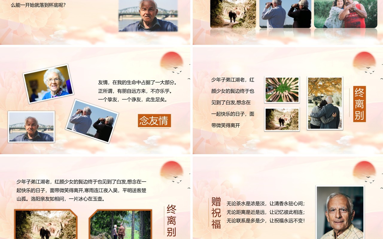海内存知己天涯若比邻老干部退休相册汇报PPT模板