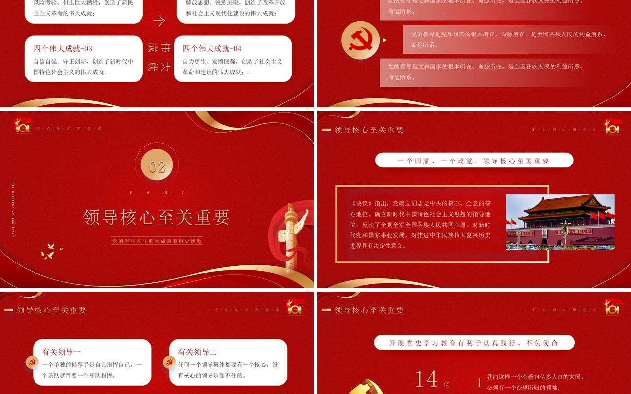 红色简约风七一党的生日介绍PPT模板