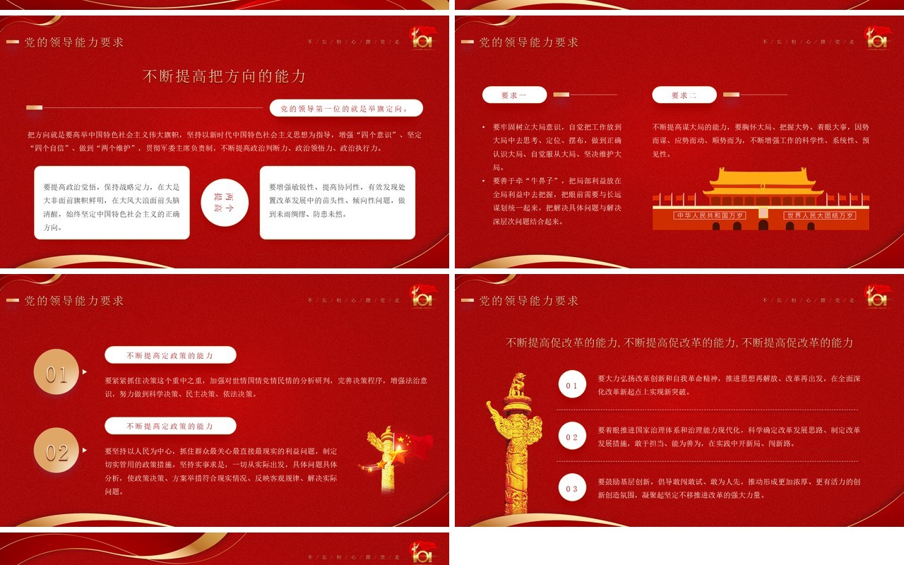红色简约风七一党的生日介绍PPT模板