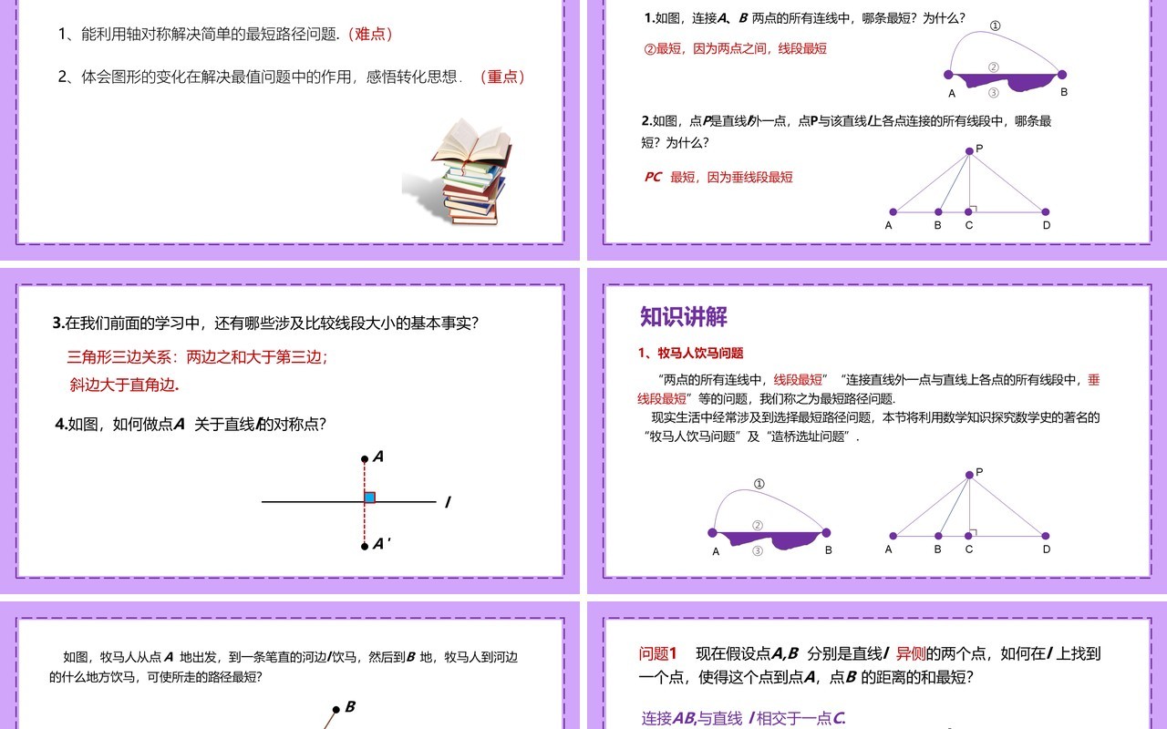 部编版八年级数学上册最短路径问题课件PPT模板