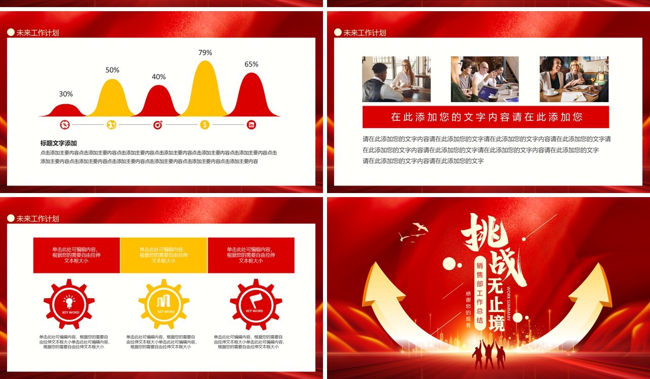 挑战无止境销售部工作总结动态PPT模板