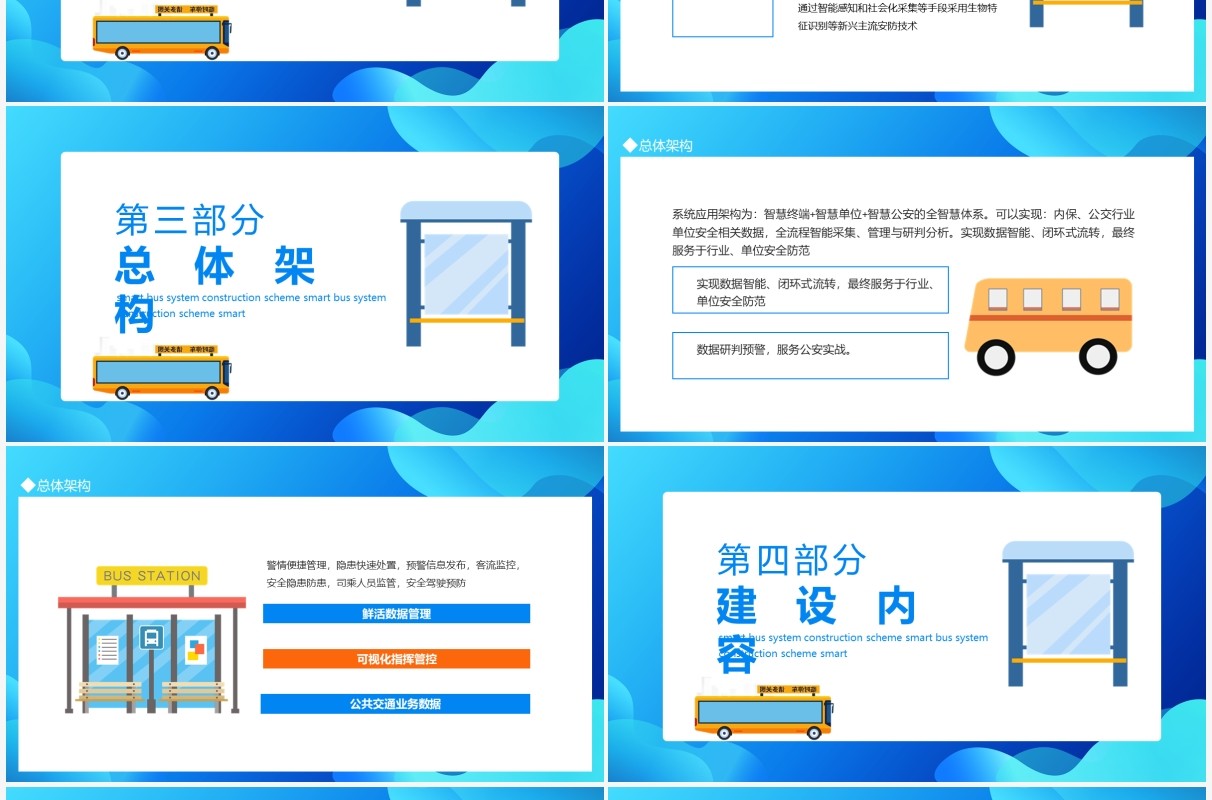 大数据云技术新互联新边界智慧公交系统建设方案动态PPT模板