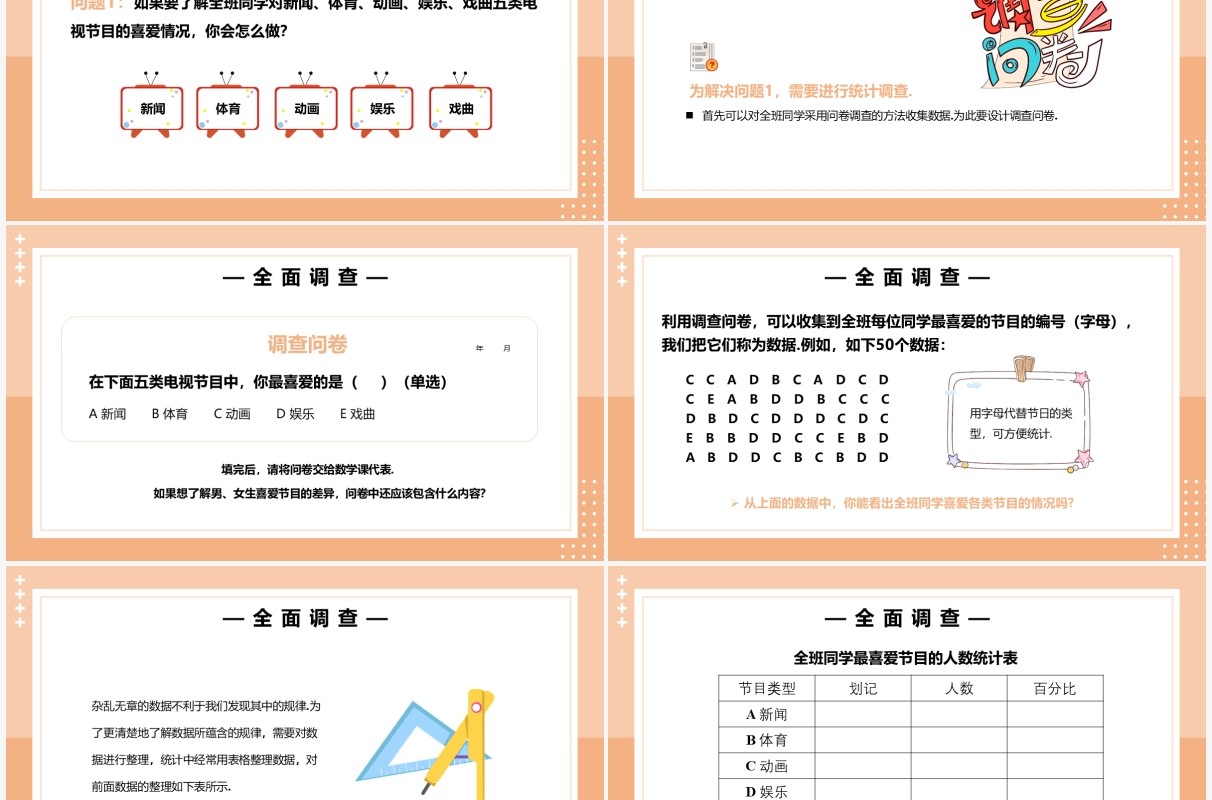 部编版七年级数学下册全面调查课件PPT模板