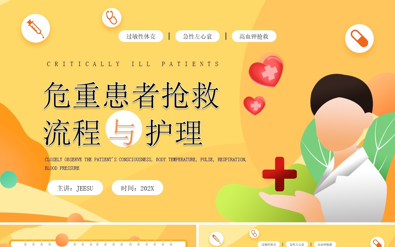黄色危重患者抢救流程与护理PPT模板