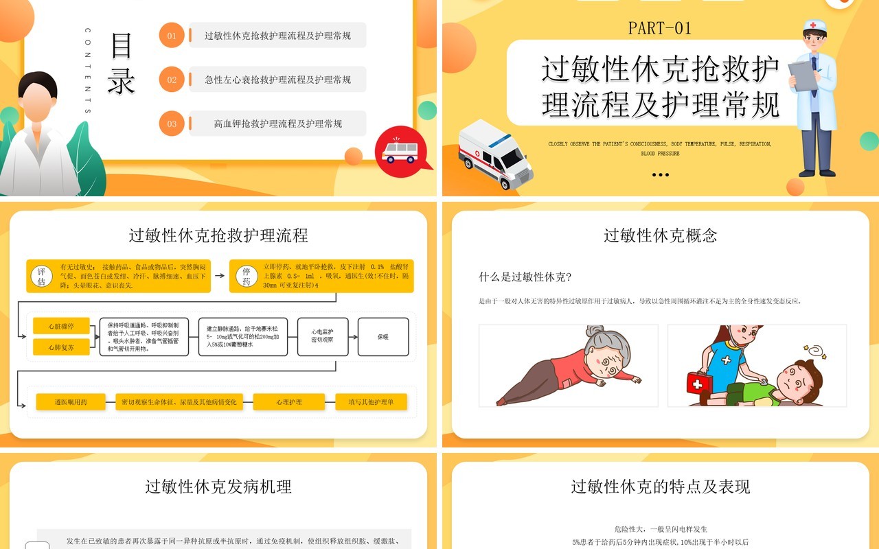 黄色危重患者抢救流程与护理PPT模板