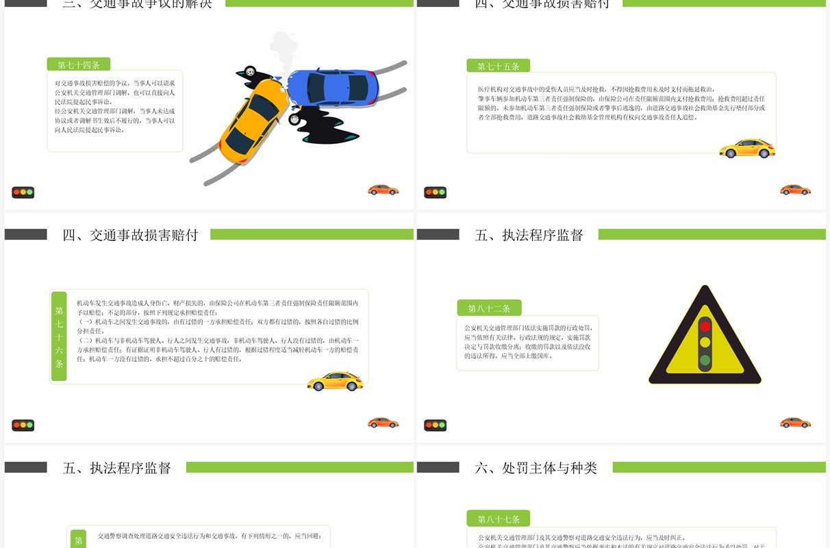 绿色卡通风全国交通安全日培训PPT模板
