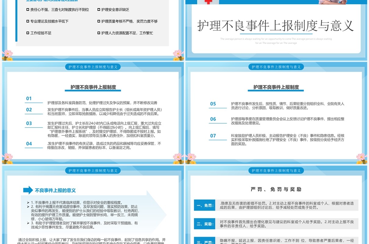 蓝色卡通风护理不良事件管理培训PPT模板