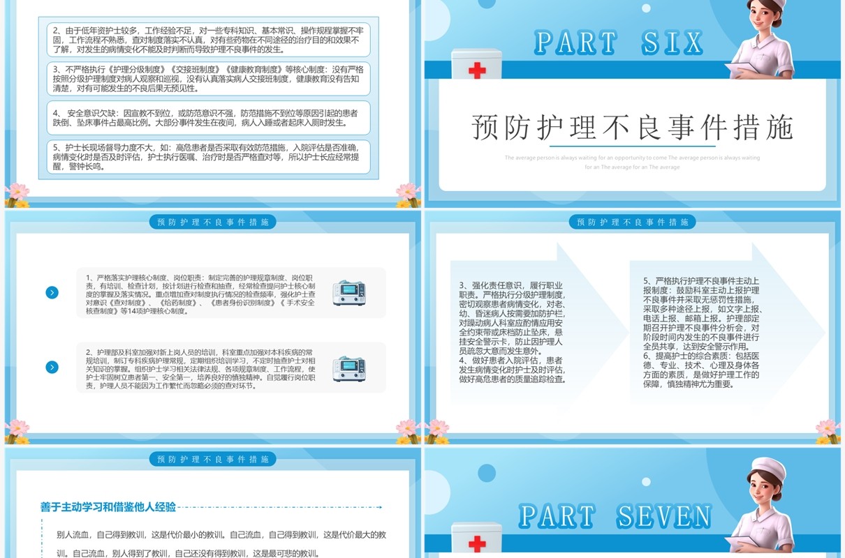蓝色卡通风护理不良事件管理培训PPT模板