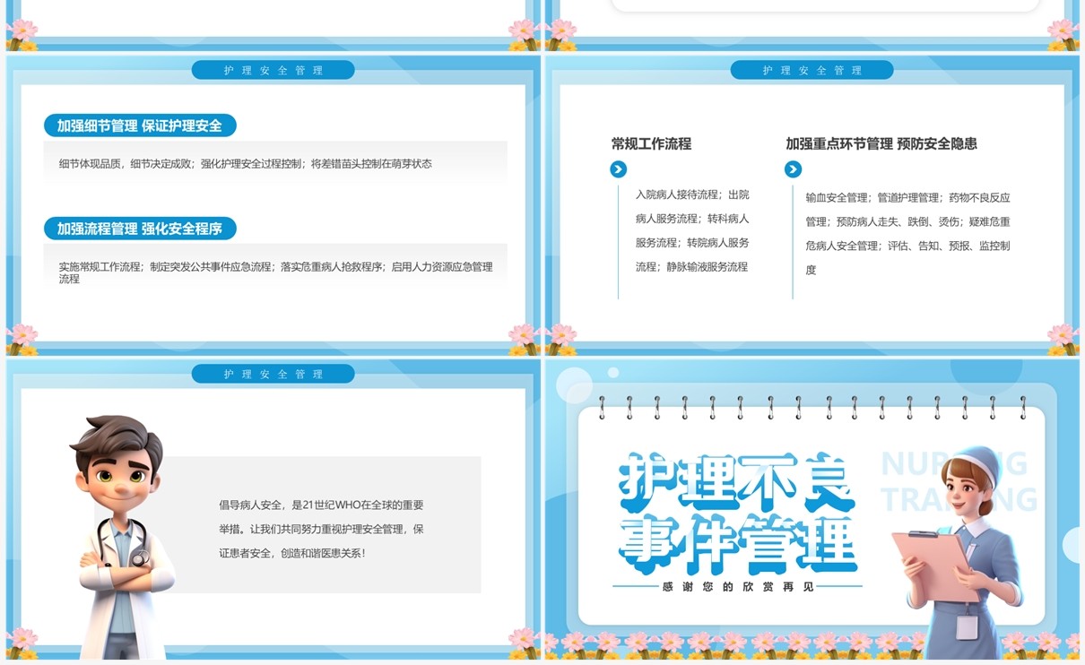 蓝色卡通风护理不良事件管理培训PPT模板