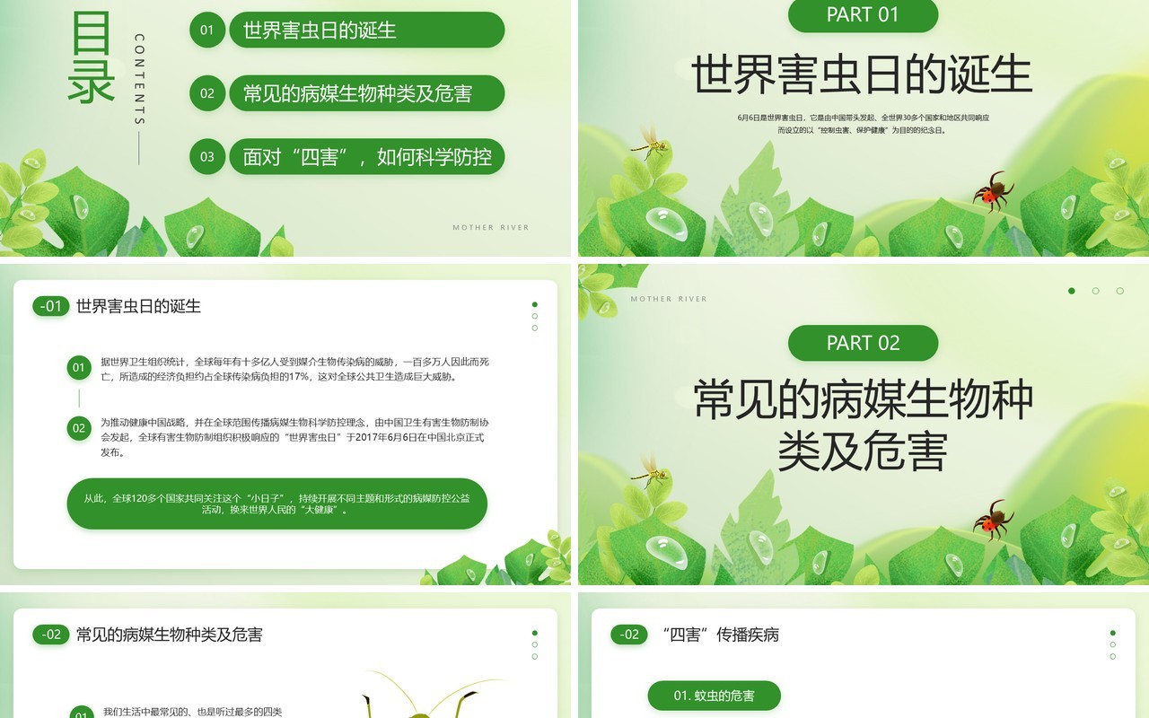 绿色简约清新风世界害虫日PPT模板