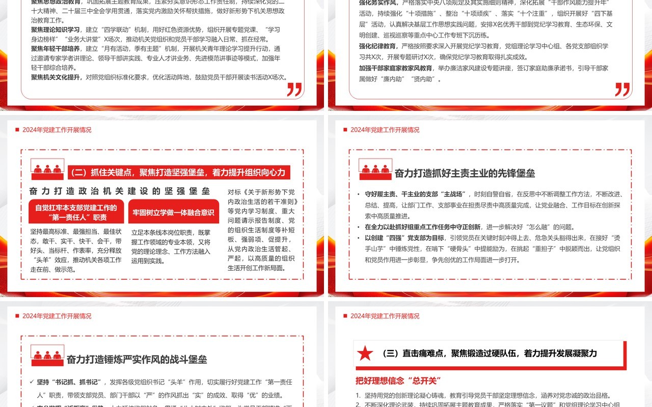 红色简约风机关党建总结及新年计划PPT模板