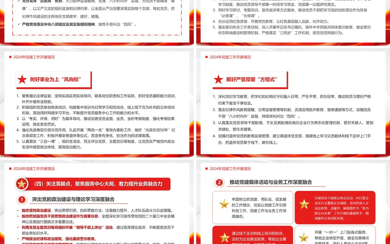 红色简约风机关党建总结及新年计划PPT模板