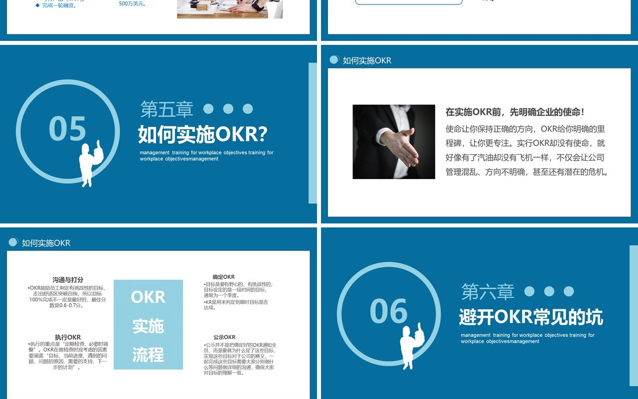 蓝色职场目标OKR管理培训工作法PPT模板