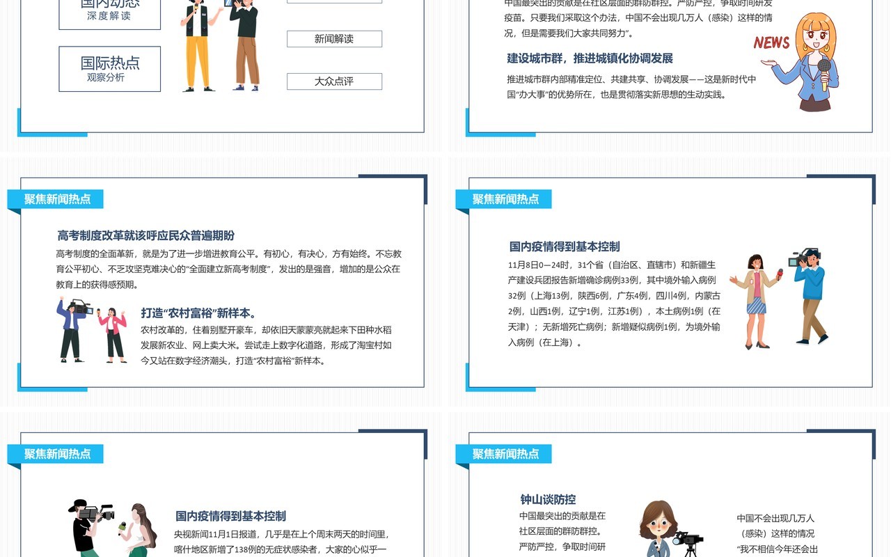 聚焦国内外时政重要动态新闻热点动态PPT模板