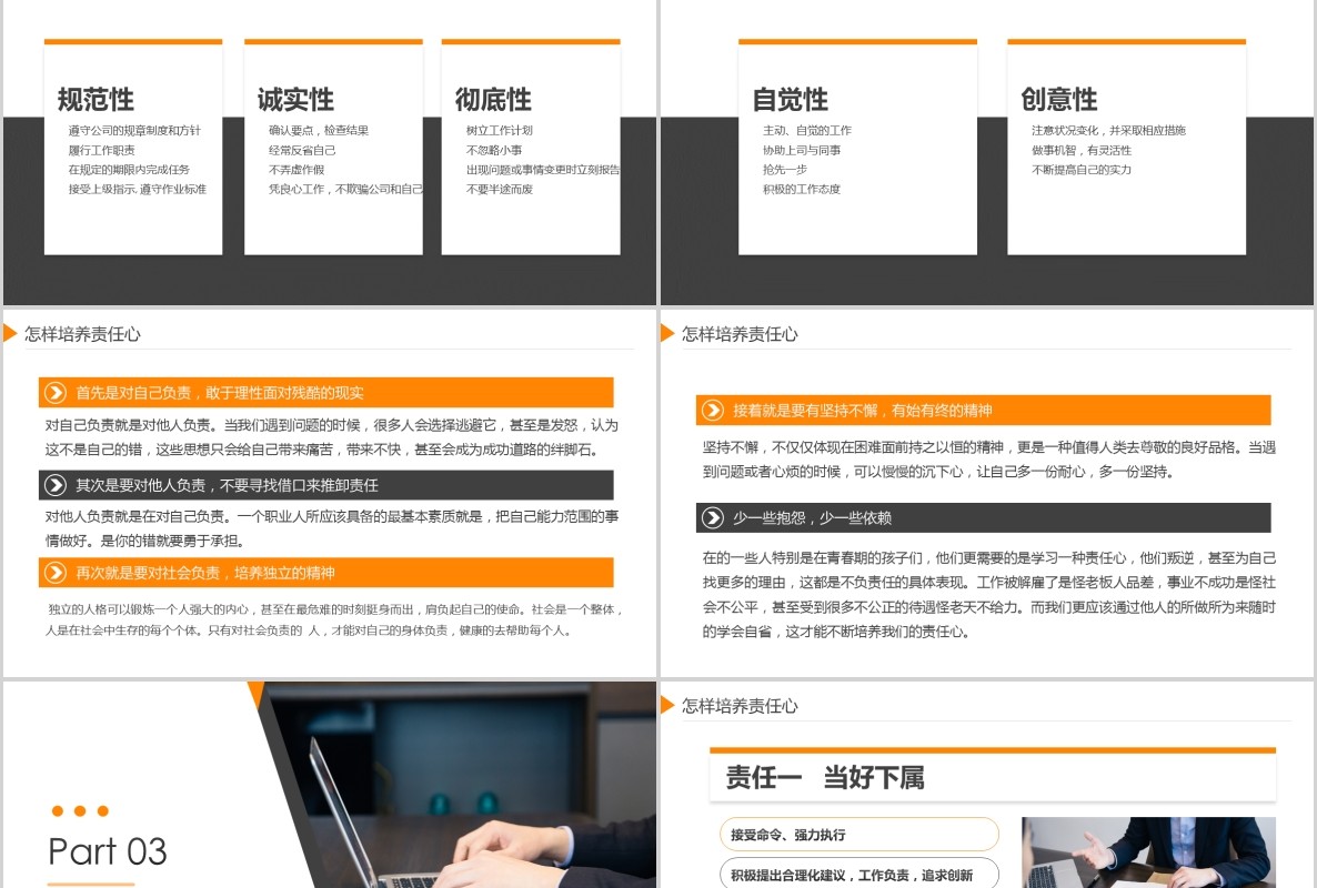 员工培训责任心塑造企业管理培训PPT模板