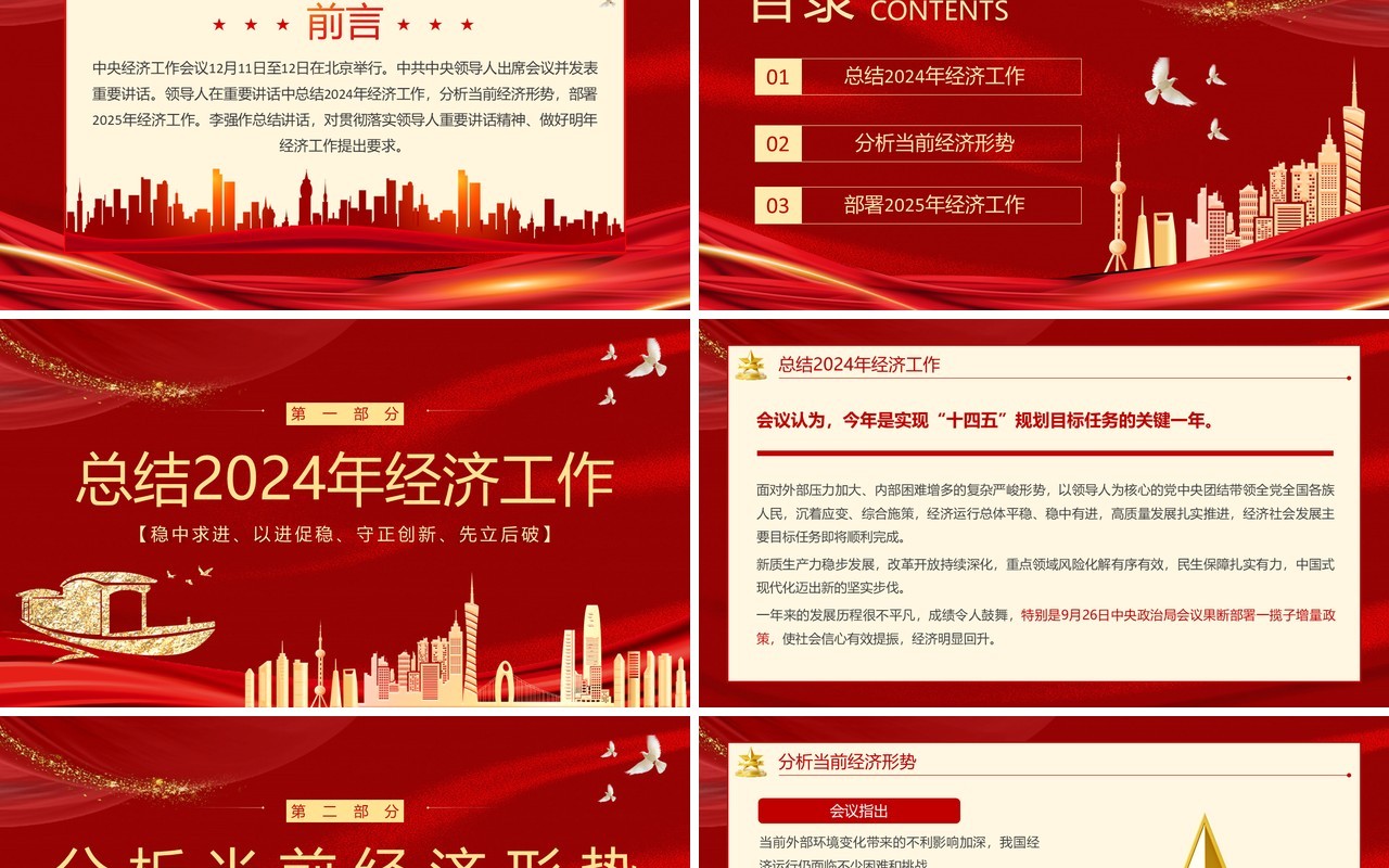 红色党政风2025中央经济工作会议PPT模板