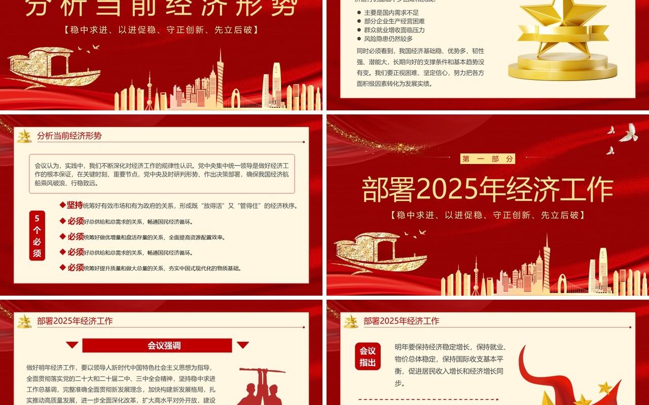 红色党政风2025中央经济工作会议PPT模板