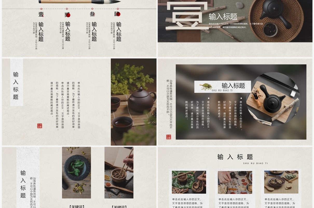 古典中国画册风中医养生PPT通用模板