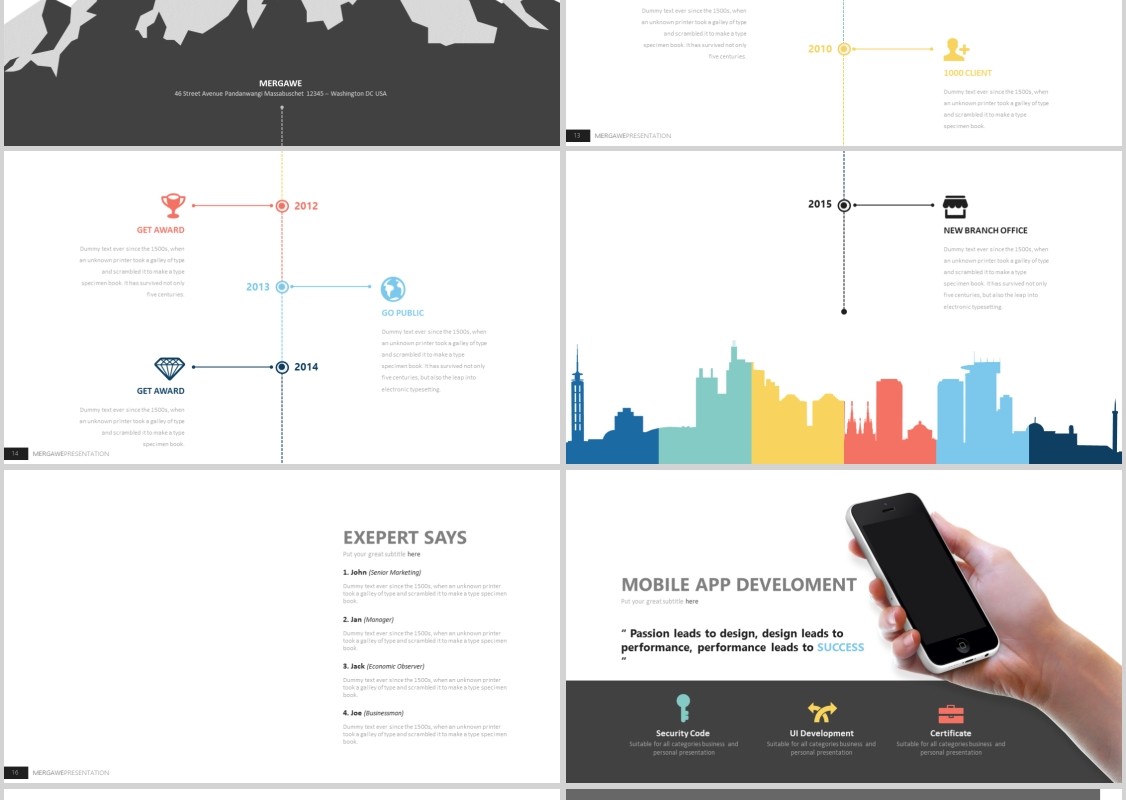 高端商务工作汇报可插图PPT模板信息图表元素MAKARYO Powerpoint