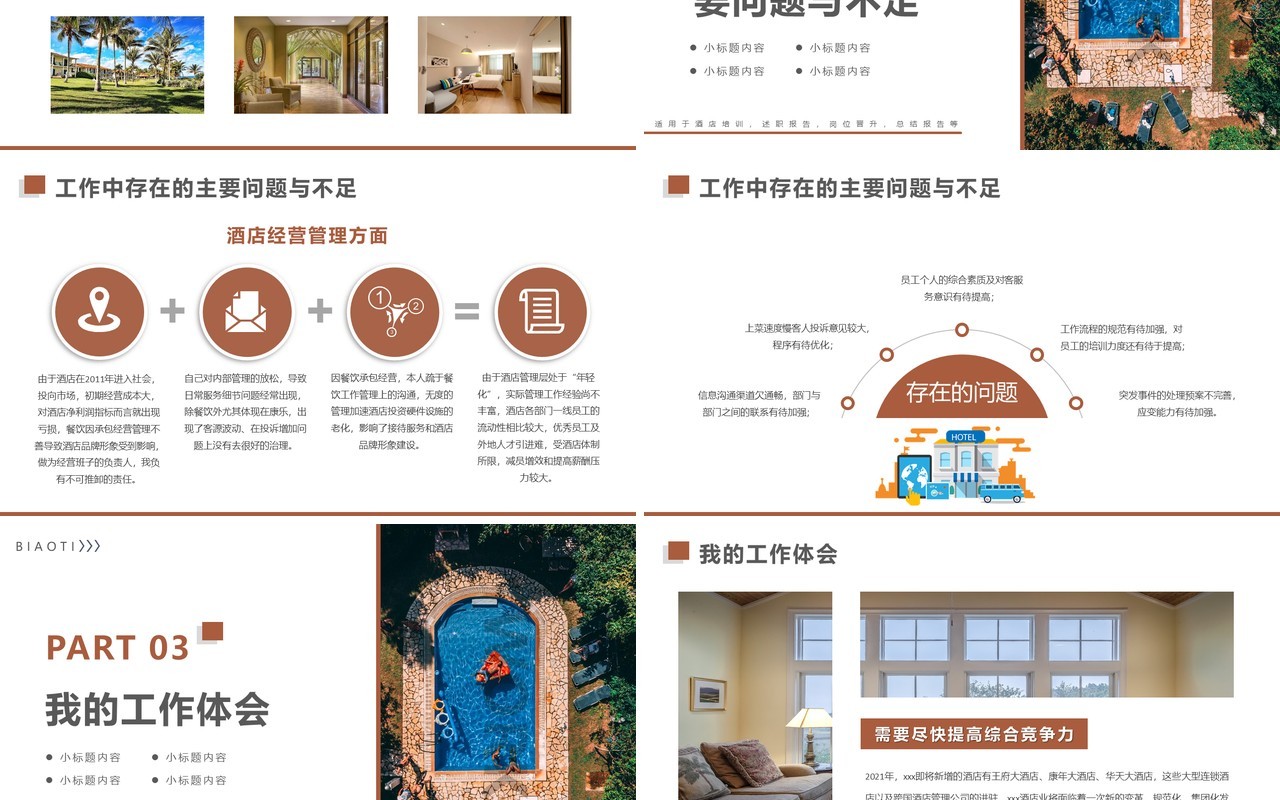 咖色商务风酒店行业年终总结报告PPT模板