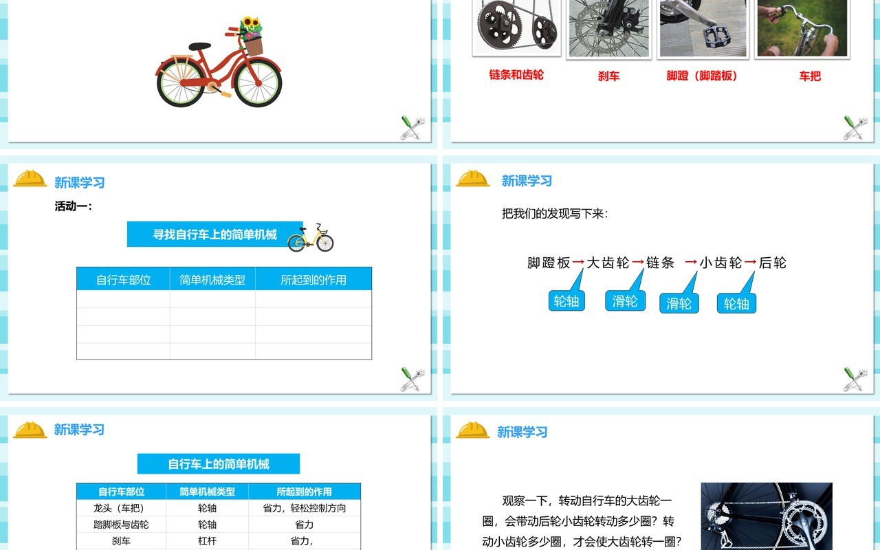 教科版六年级科学上册自行车上的简单机械PPT模板