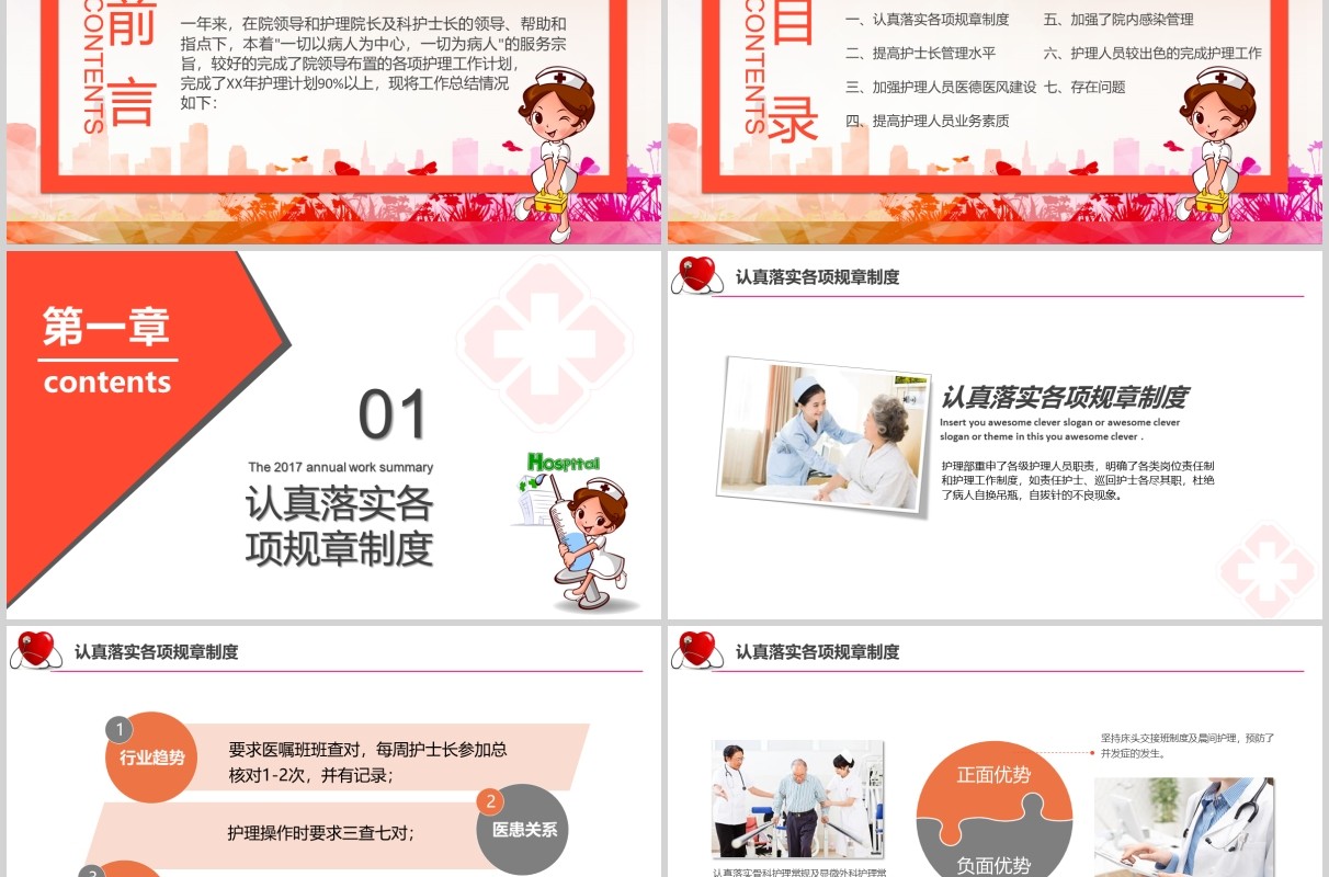 简约护士长年终述职报告PPT模板