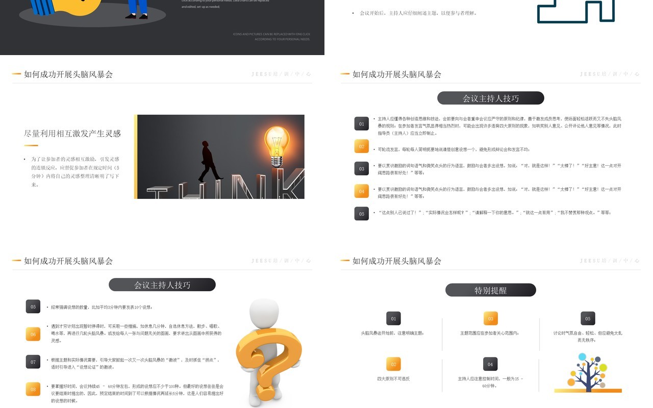 黄色简约风头脑风暴法培训课件知识PPT模板