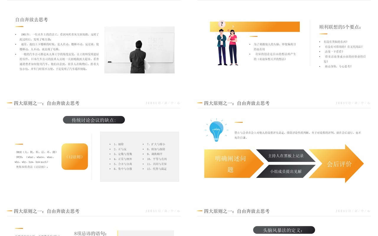 黄色简约风头脑风暴法培训课件知识PPT模板