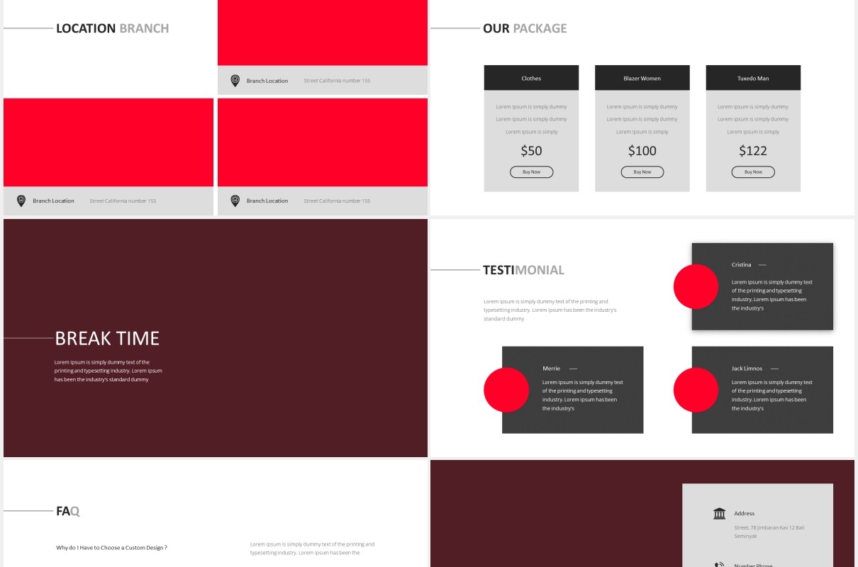 服装西服定制产品展示PPT图片版式设计模板Lexi Tailor Powerpoint Template