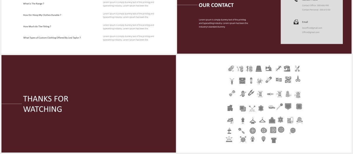 服装西服定制产品展示PPT图片版式设计模板Lexi Tailor Powerpoint Template