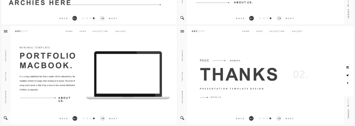 白色简约高端工作计划年报PPT模板Archies Powerpoint Template