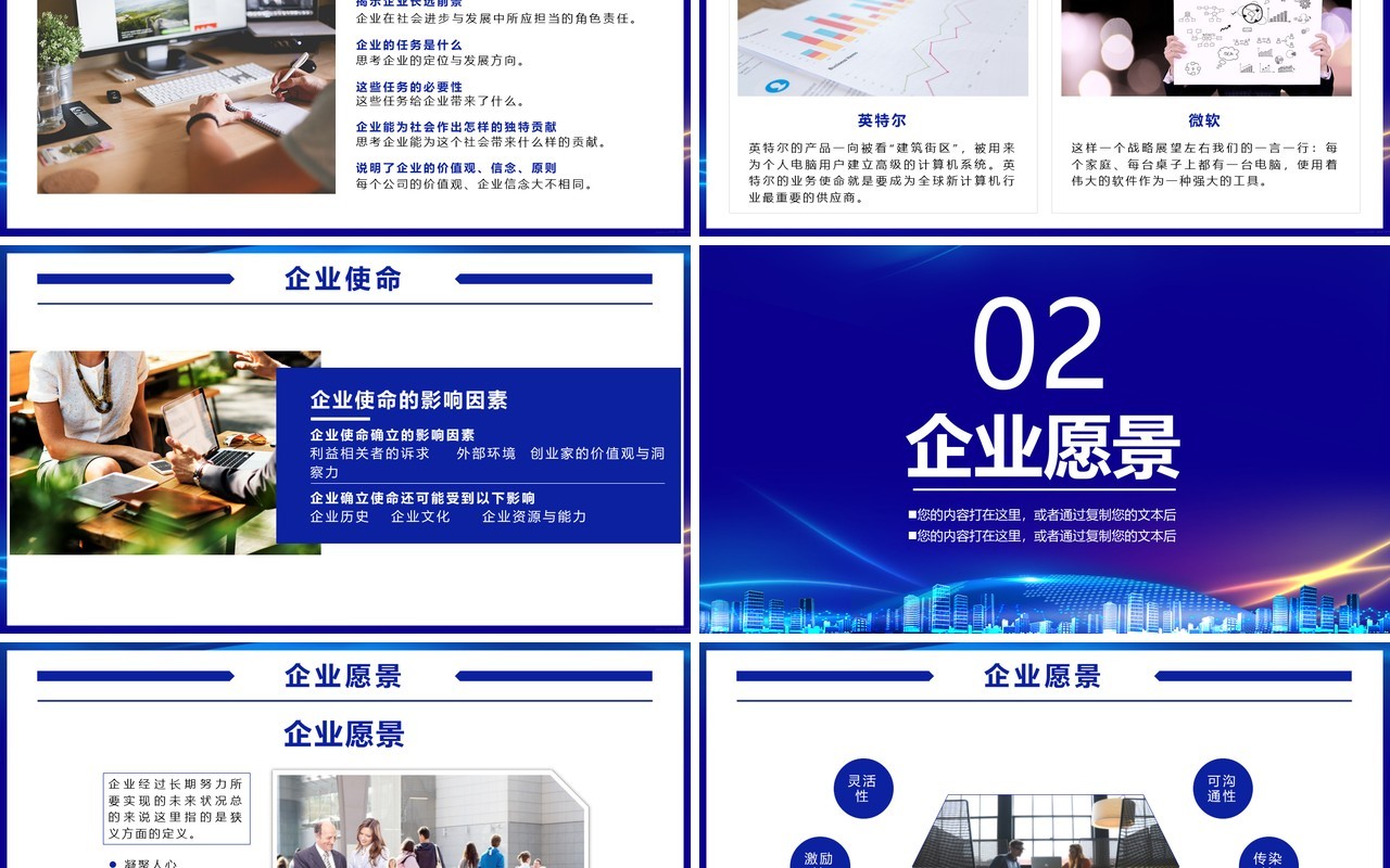 蓝色商务企业使命和责任员工培训公司文化PPT模板
