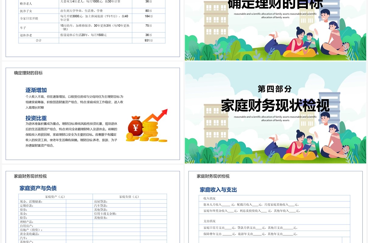 卡通风家庭资产合理配置PPT模板