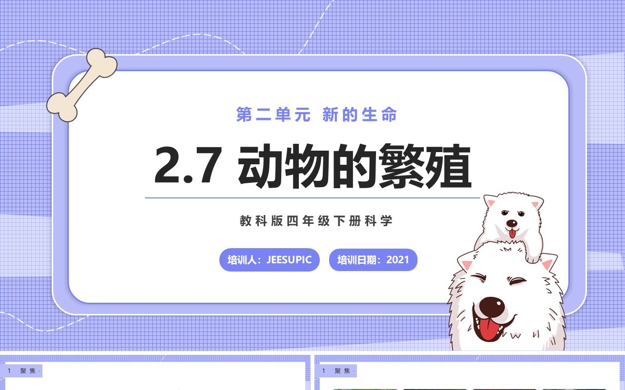 教科版四年级下册动物的繁殖课件PPT模板