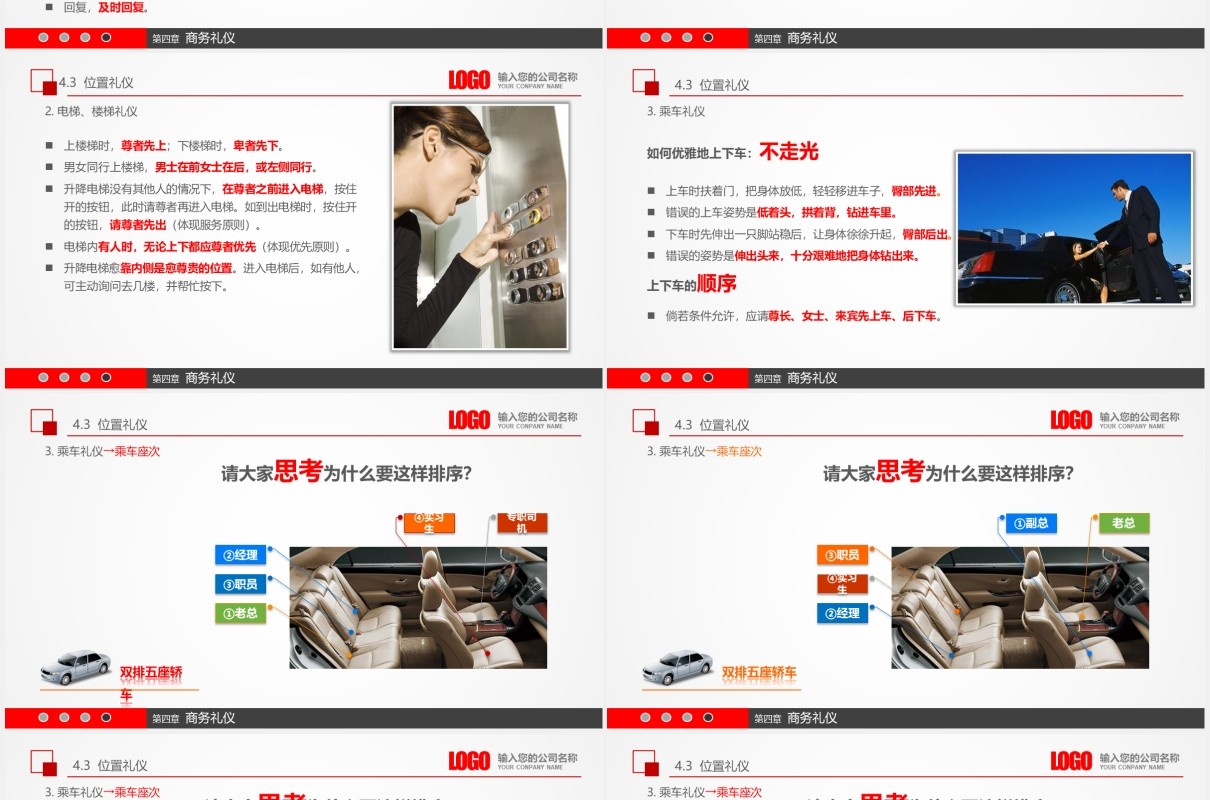 红色微粒体实用企业管理员工入职商务礼仪培训课件PPT模板