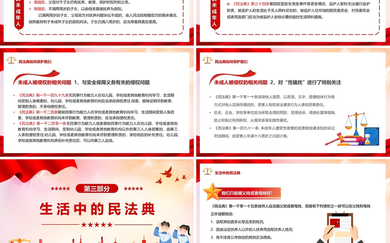 红色卡通风典亮青春护航成长PPT模板