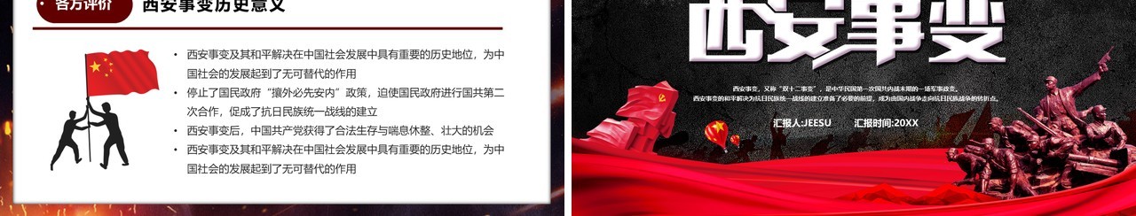 黑色党政西安事变汇报PPT模板