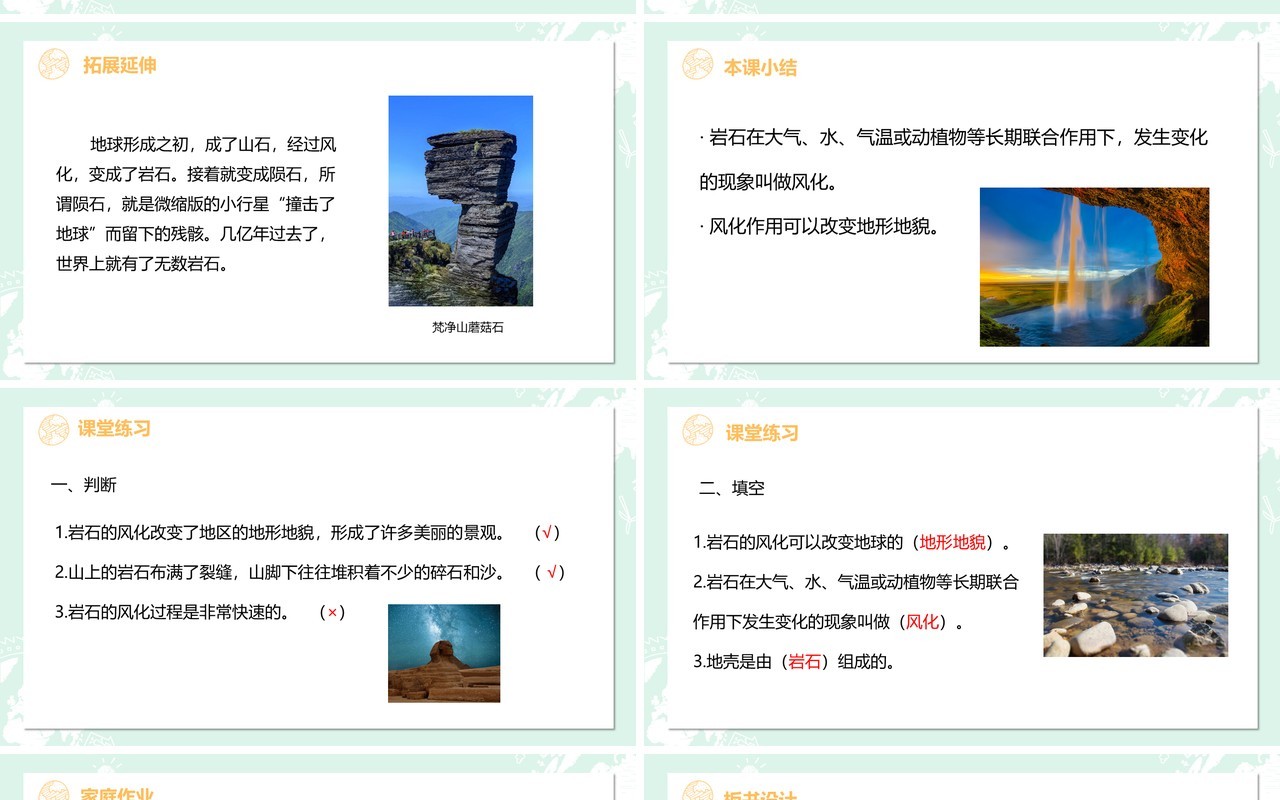 教科版五年级科学上册岩石会改变模样吗PPT模板
