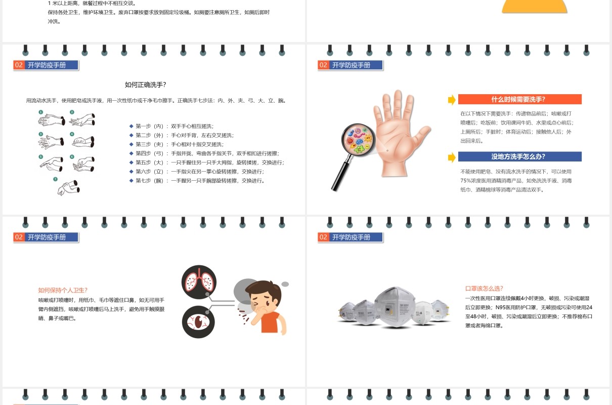 简约卡通高中复课开学第一课防疫动态PPT模板