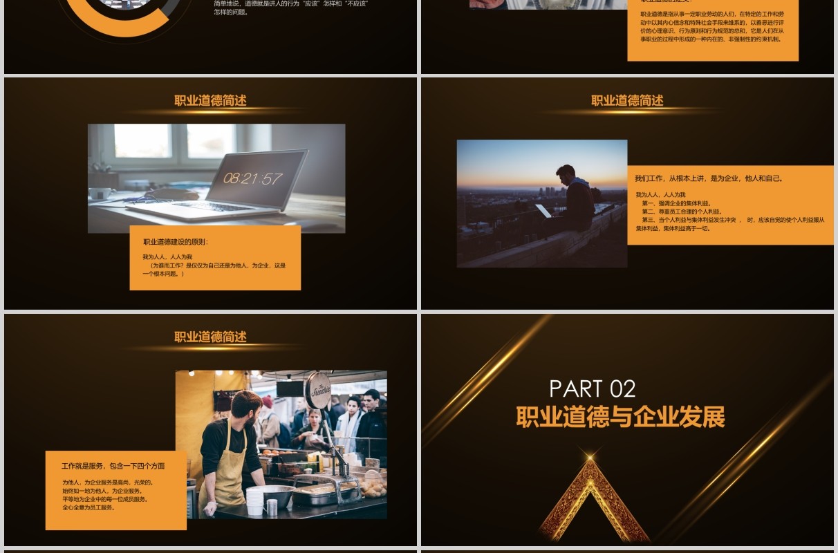 黑金员工职业道德管理培训PPT模板
