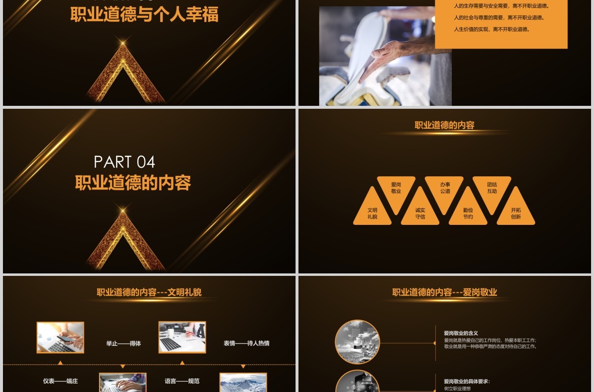 黑金员工职业道德管理培训PPT模板