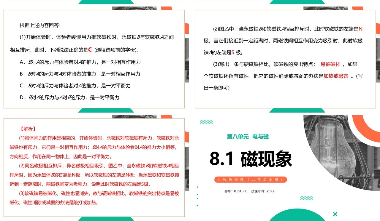 部编版九年级物理全册磁现象课件PPT模板