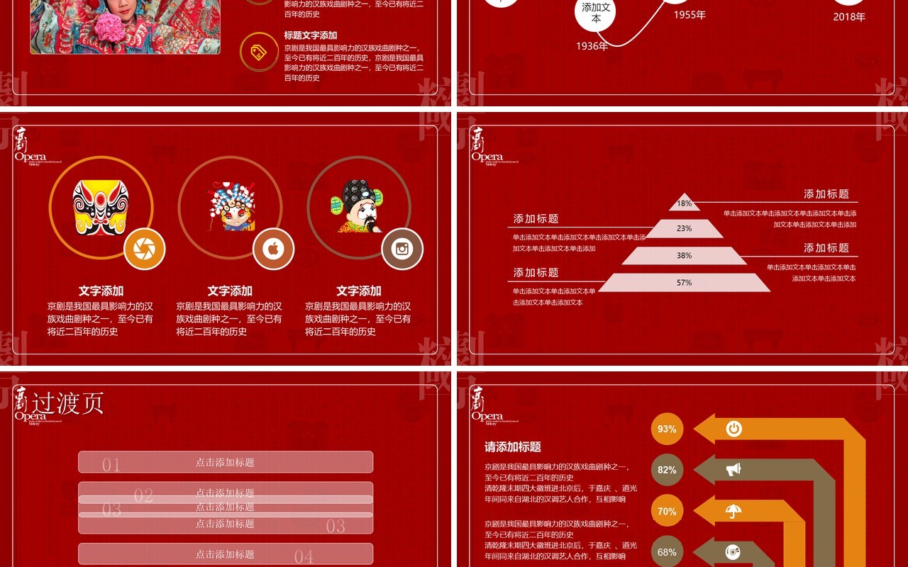 红色中国京剧梨园戏曲文化艺术PPT模板