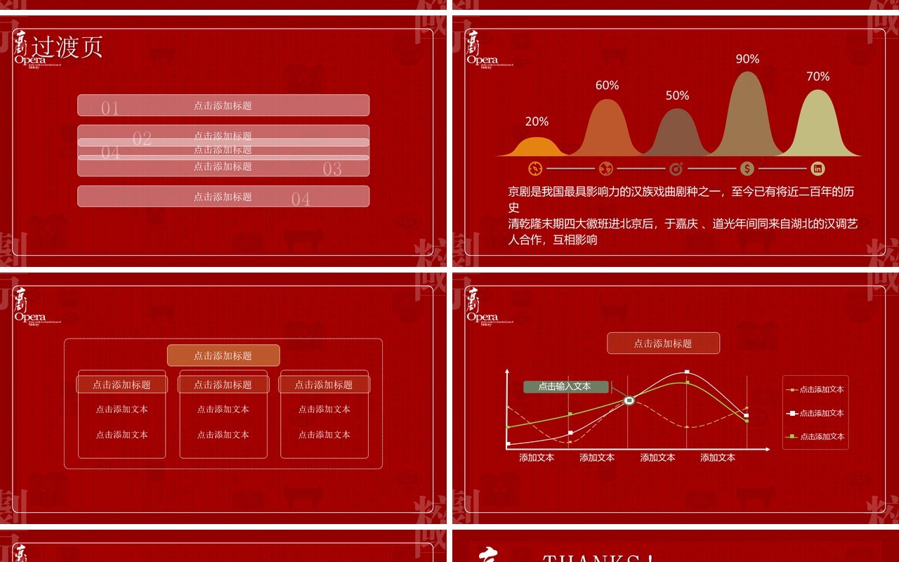 红色中国京剧梨园戏曲文化艺术PPT模板