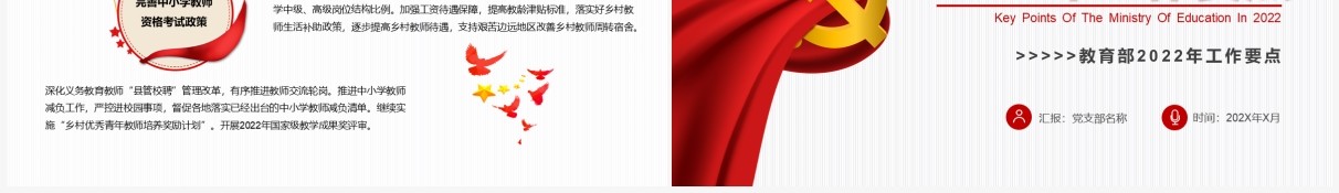 红色简约教育部2022年工作要点PPT模板